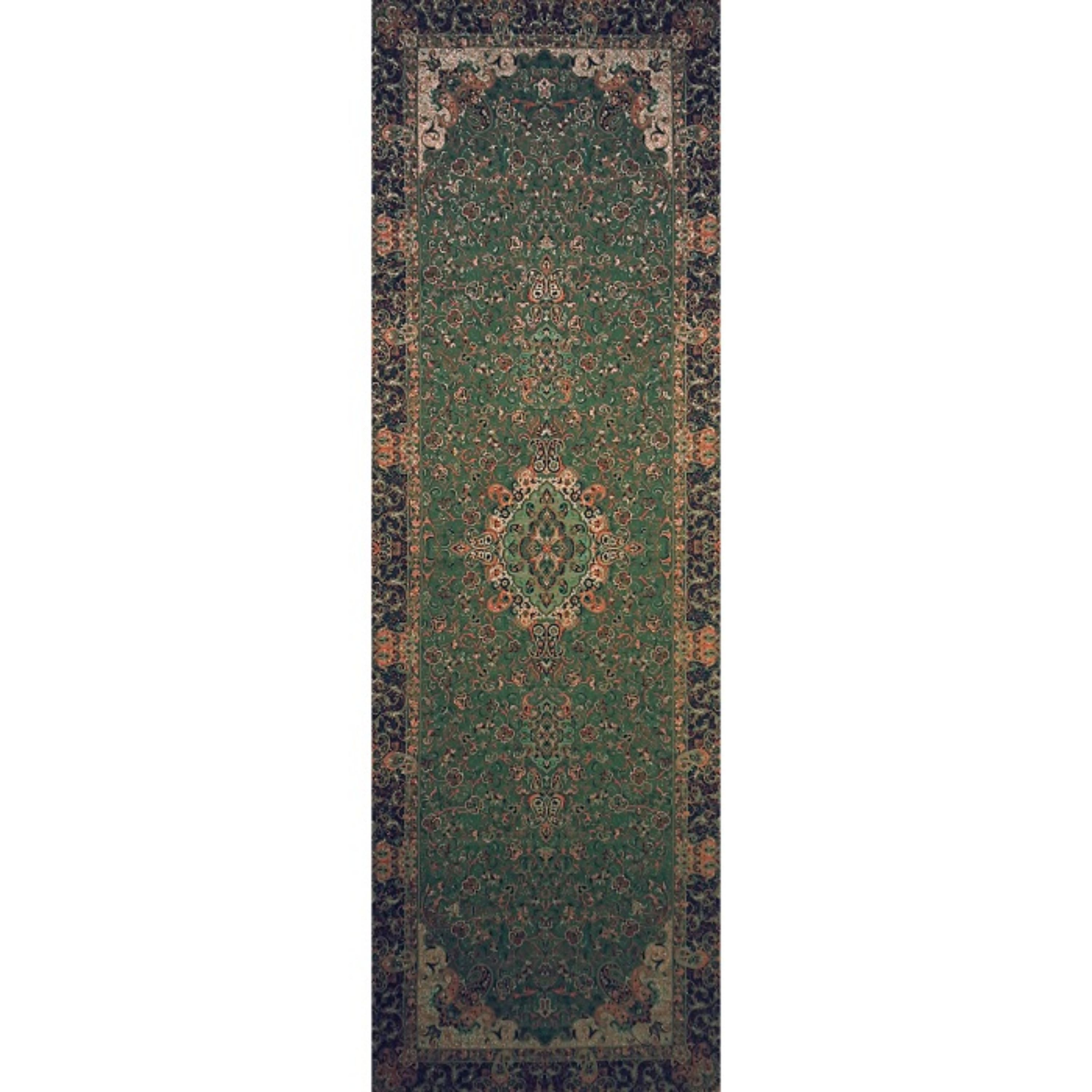 رومیزی رانر ترمه ابریشم  کد TRRA65  نفیس  رنگ سبز تیره  آستر سبز تیره