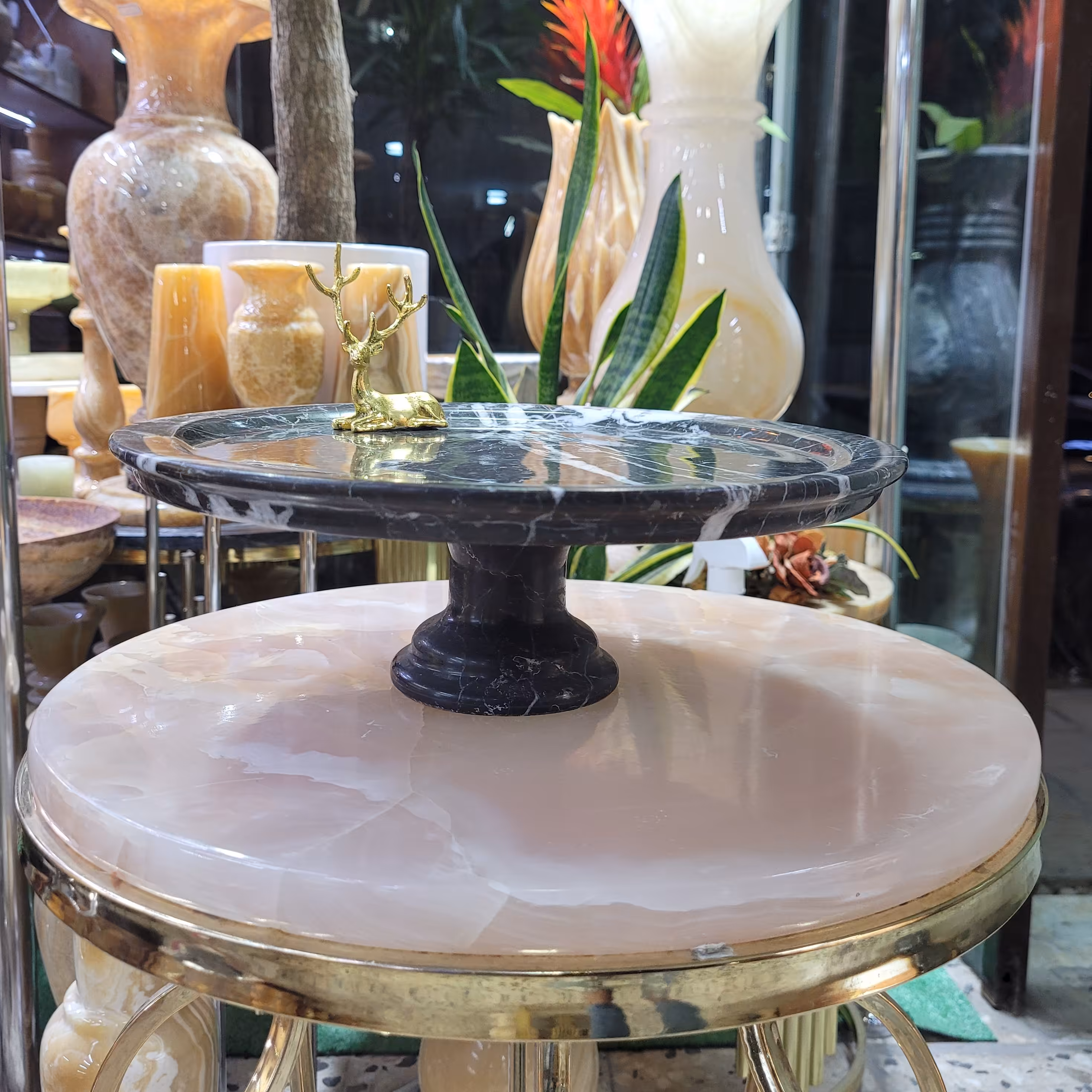 ظرف پایه دار سرو و پذیرائی سنگی-سنگ طبیعی  مرمر پرتغالی - بدون واسطه و دلال 