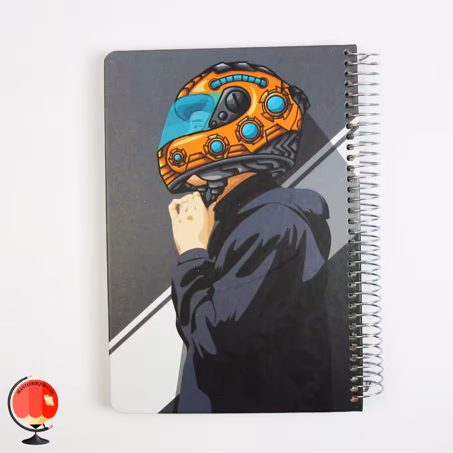 دفتر مشق 100 برگ سیمی طرح موتورسوار جلد سخت سویل