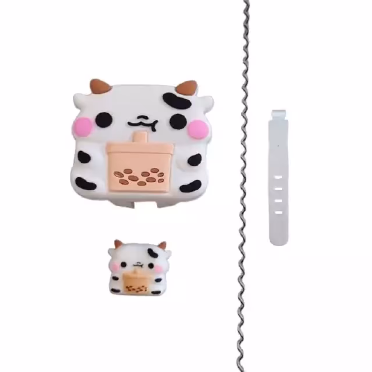 پک محافظ سیلیکونی کابل و آداپتور طرح گاو مهربان مناسب برای شارژر 20W اپل بسته چهار عددی