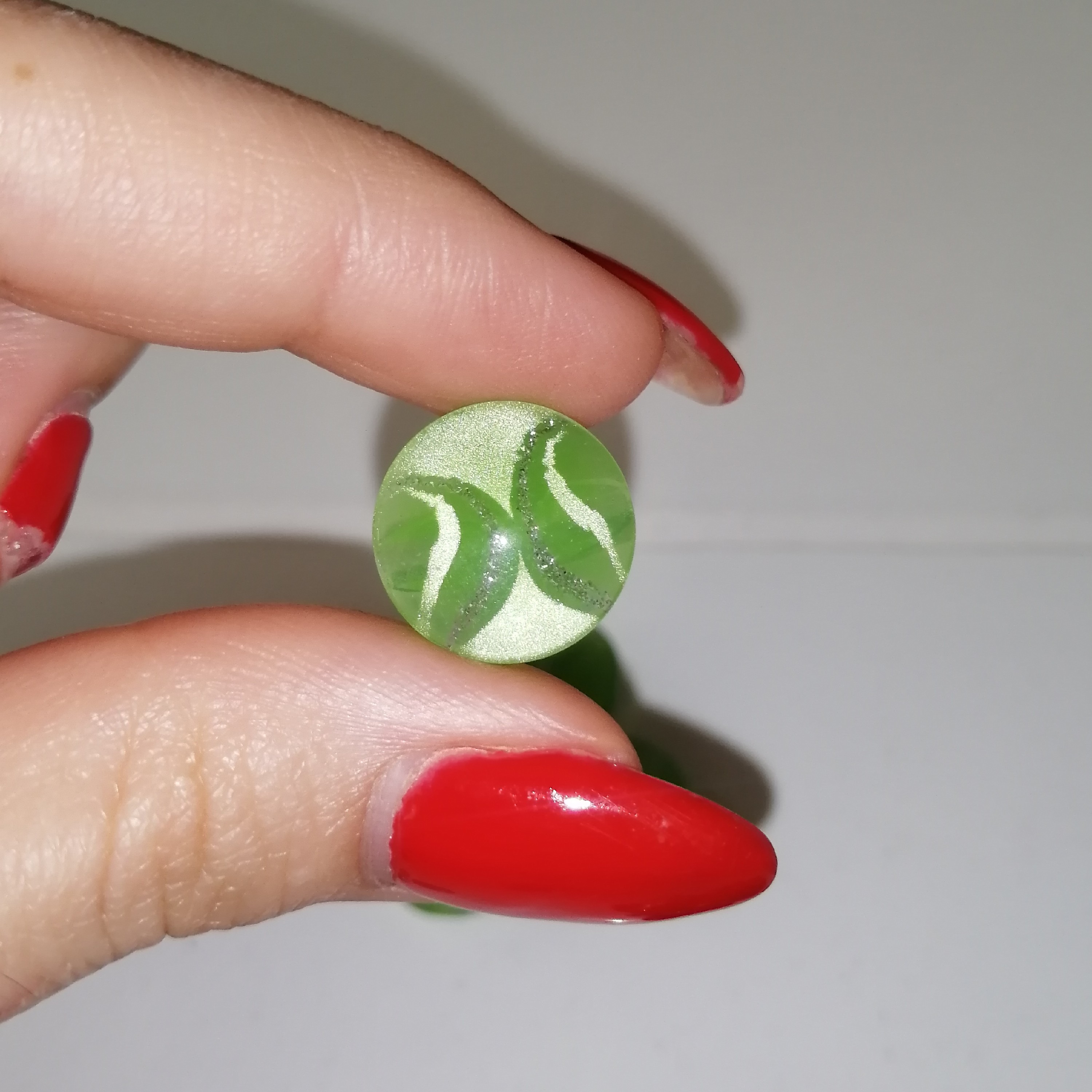 دکمه لباس سبز دایره اکلیلی شیشه ای  بسته 5 عددی