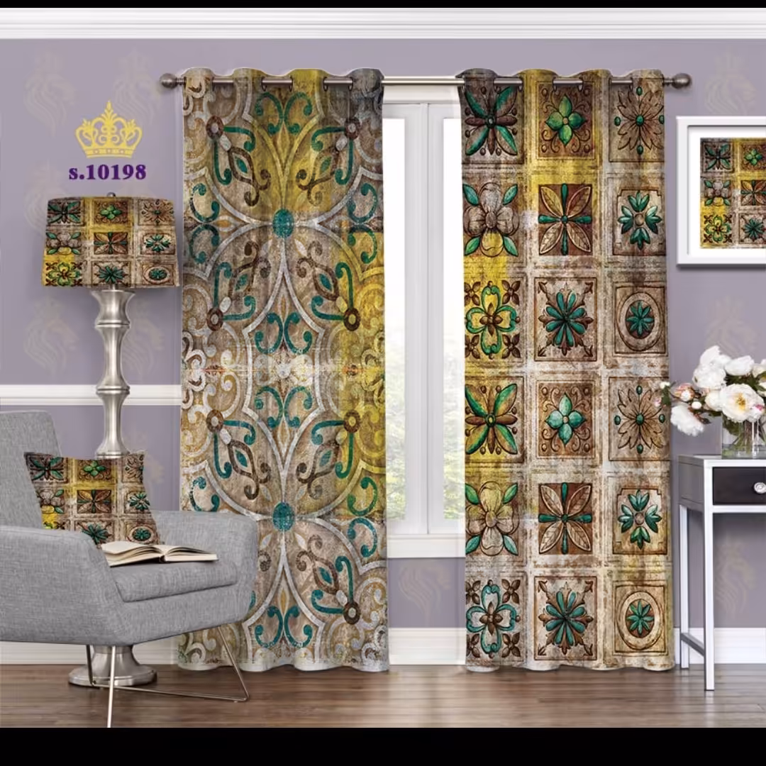 پرده پذیرایی دو قواره طرح اسلیمی کد S10198