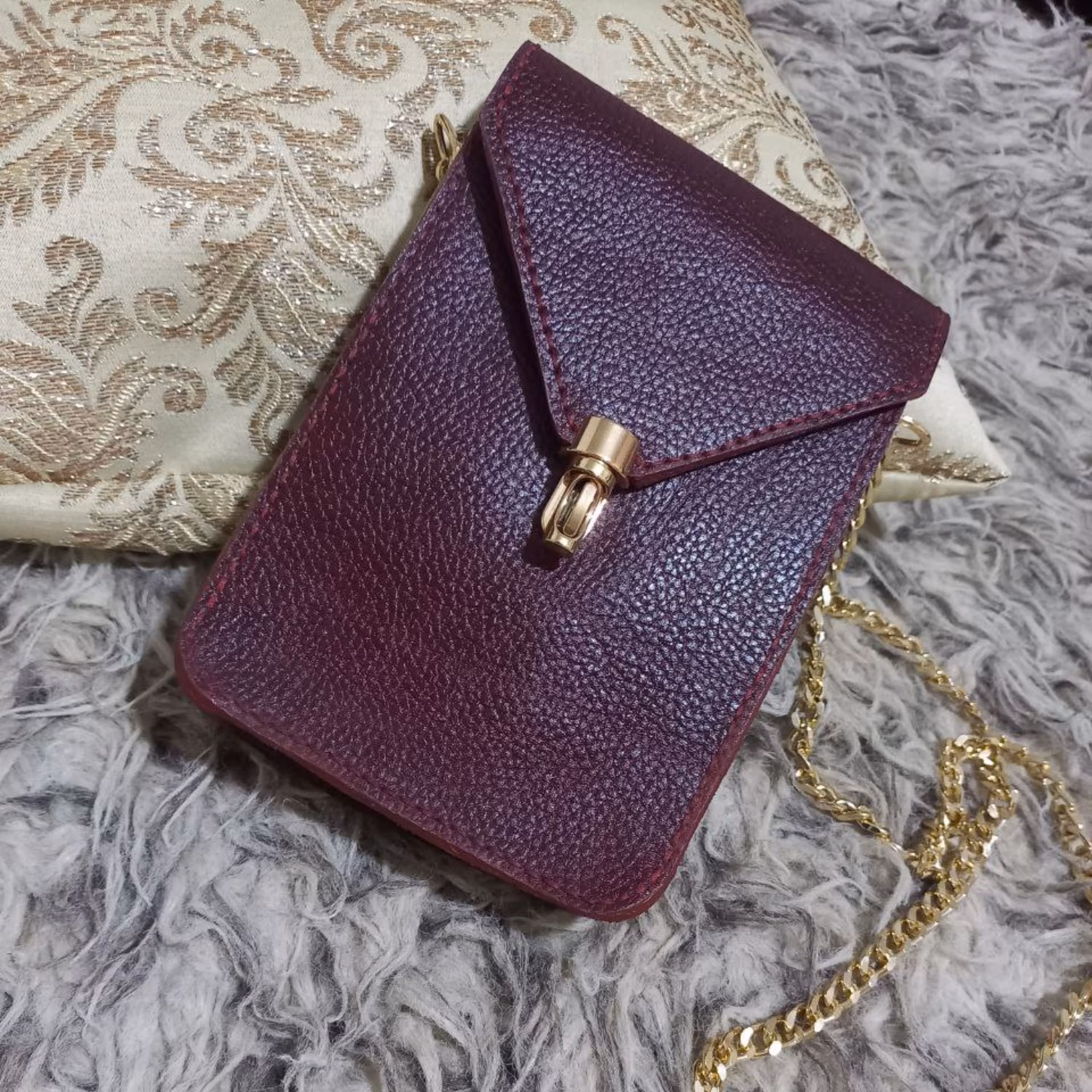کیف جا موبایلی چرم طبیعی دستدوز