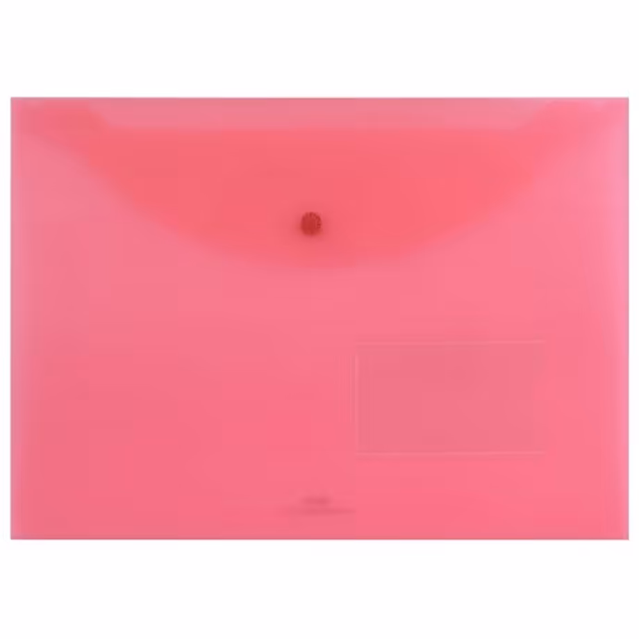 پوشه دکمه دار پاپکو مدل بیزنس شفاف A4 کد A4-116BT رنگ قرمز روشن