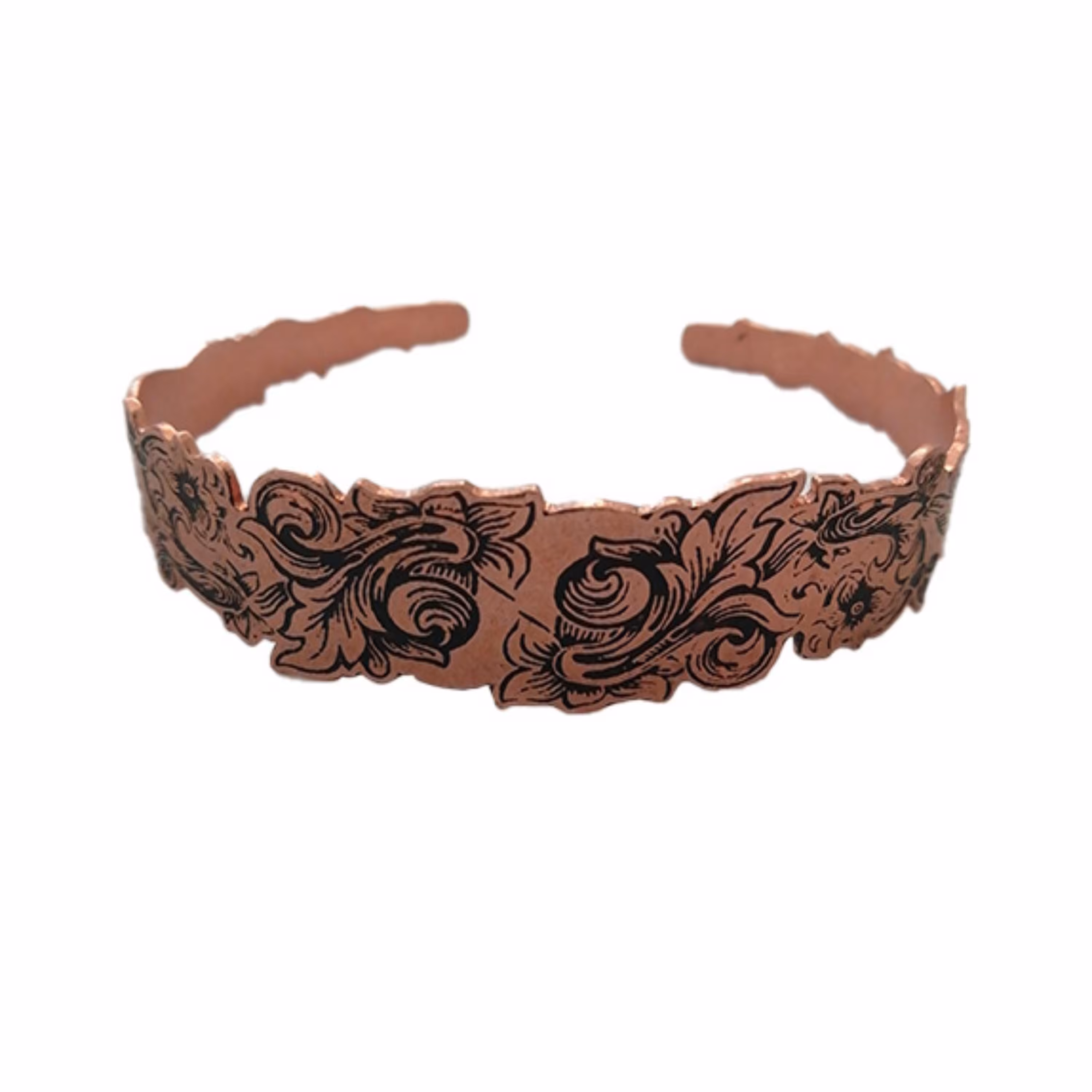 دستبند مسی پهن گل برشی کد JW188