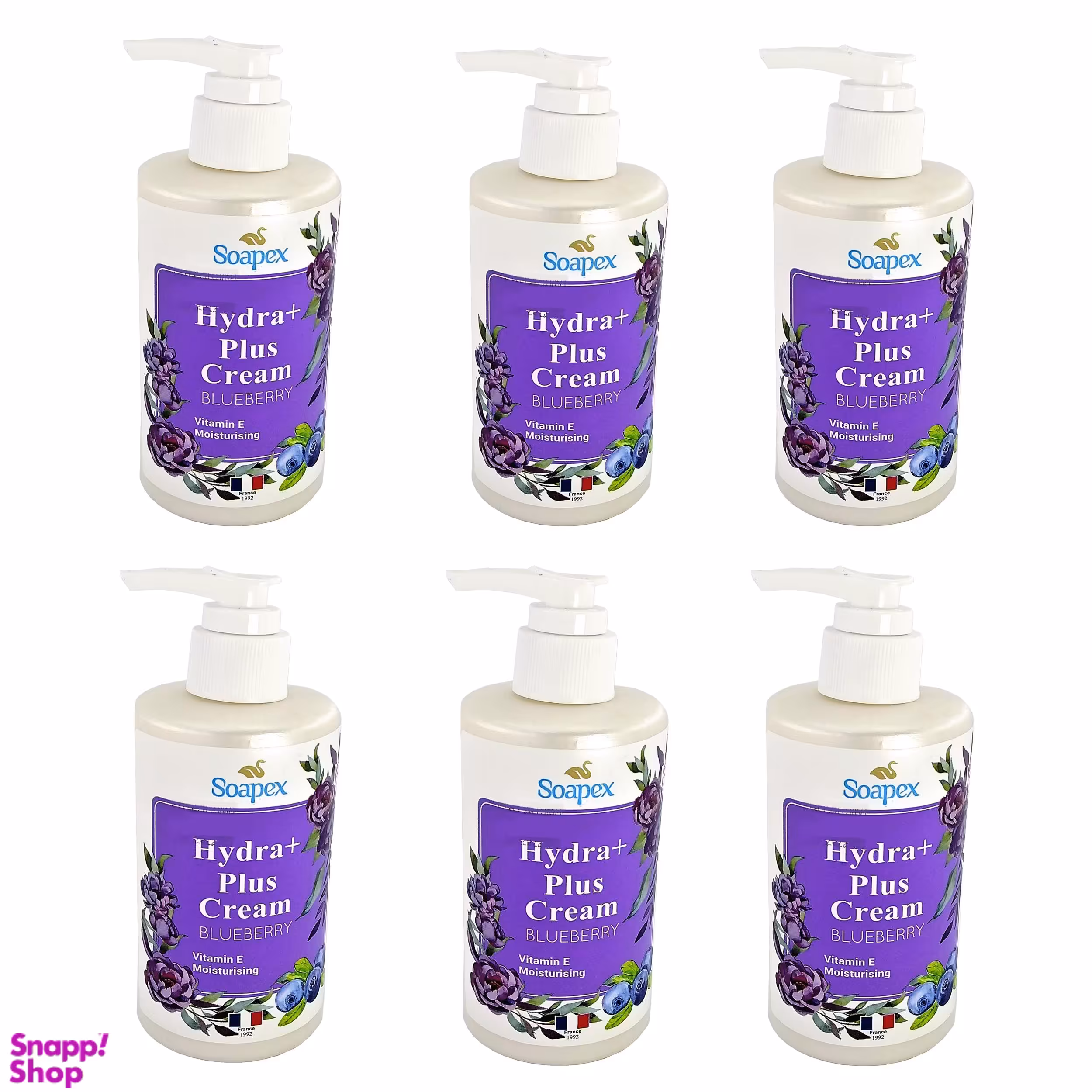 کرم آبرسان سوپکس (Soapex) مدل BLUEBERRY حجم 250 میلی‌لیتر بسته 6 عددی