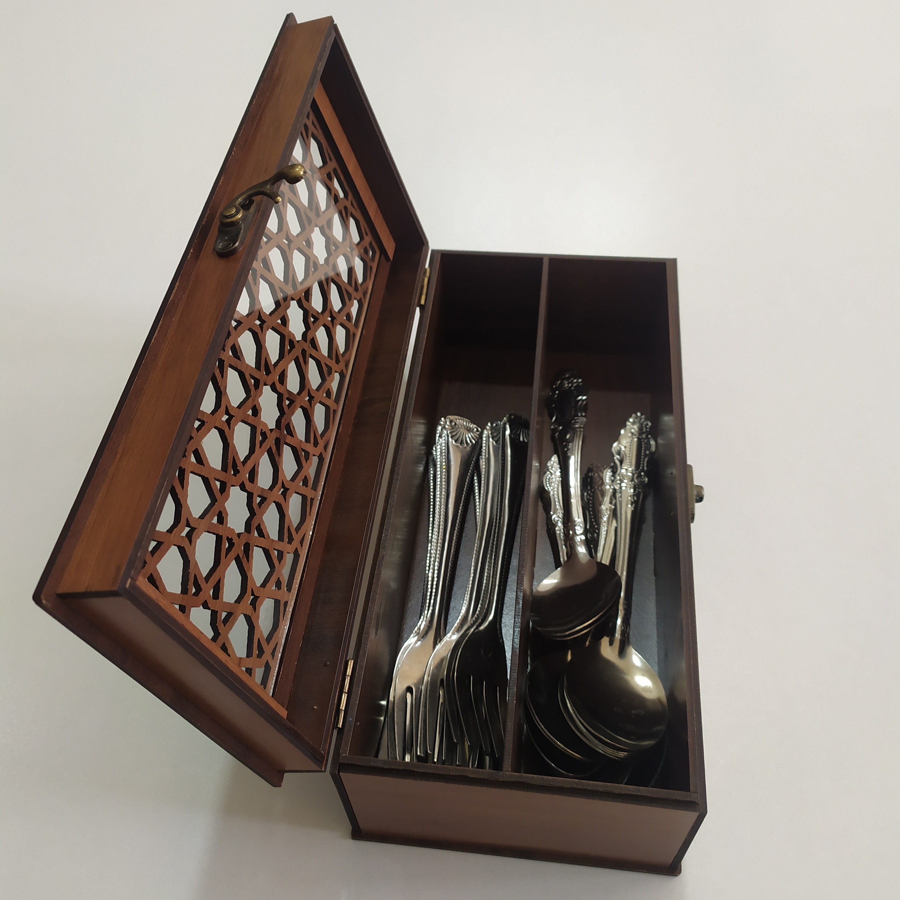 ظرف جای قاشق چنگال چوبی