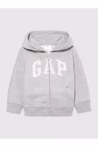 سویشرت خاکستری دخترانه و بچگانه سوئیشرت پشمی کلاهدار با لوگوی بچه گپ GAP