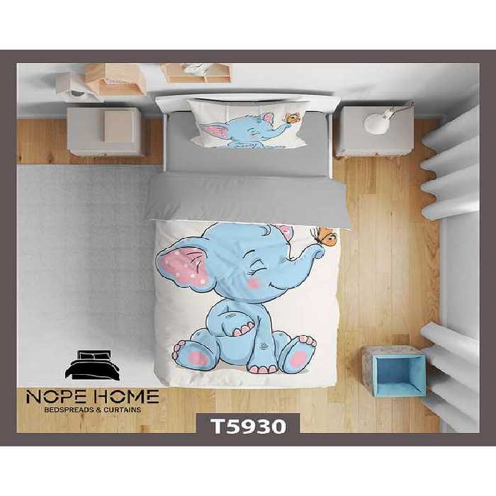 سرویس لحاف روتختی کودک یک نفره 5 تکه نوپه هوم Nopehome طرح فیل کد T5930