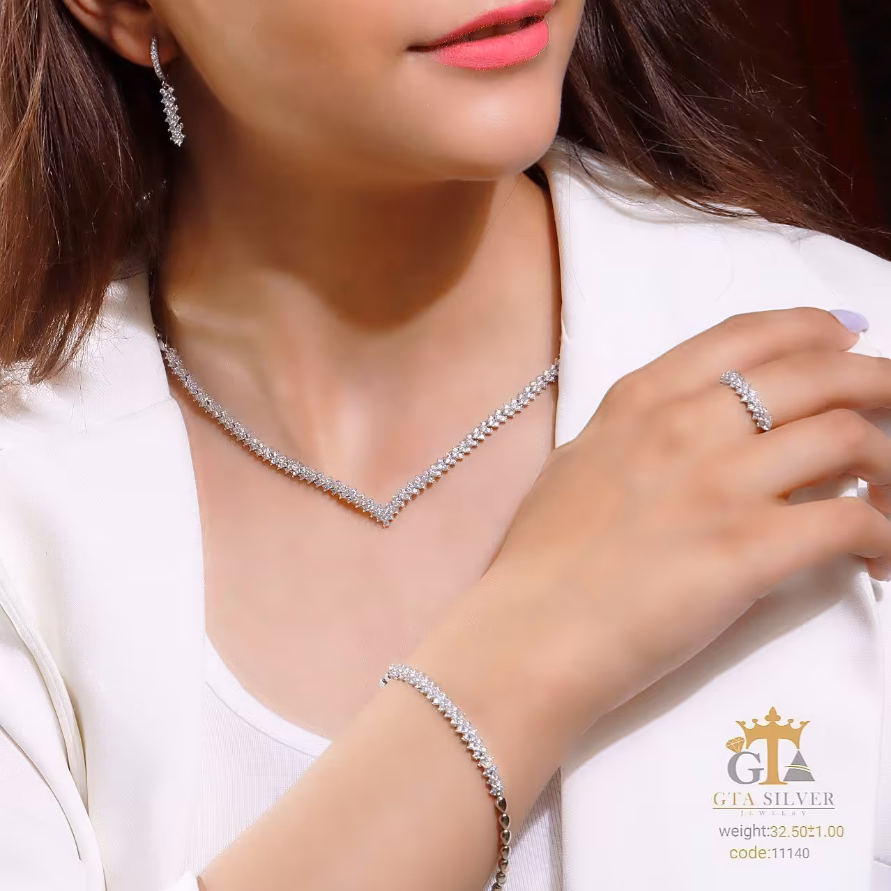 سرویس مارساجواهرنقره عیار925 روکش طلای18عیار