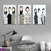 تابلو شاسی بکلیت طرح نقاشی دکوراتیو مدرن سبک کوبیسم مدل SH-1408 مجموعه 3 عددی