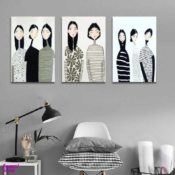 تابلو شاسی بکلیت طرح نقاشی دکوراتیو مدرن سبک کوبیسم مدل SH-1408 مجموعه 3 عددی