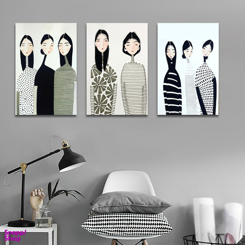 تابلو شاسی بکلیت طرح نقاشی دکوراتیو مدرن سبک کوبیسم مدل SH-1408 مجموعه 3 عددی