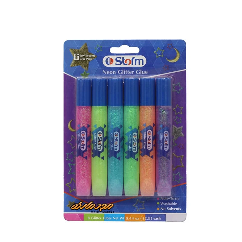 چسب اکلیلی 6رنگ فسفری رو کارتی 609 استورم