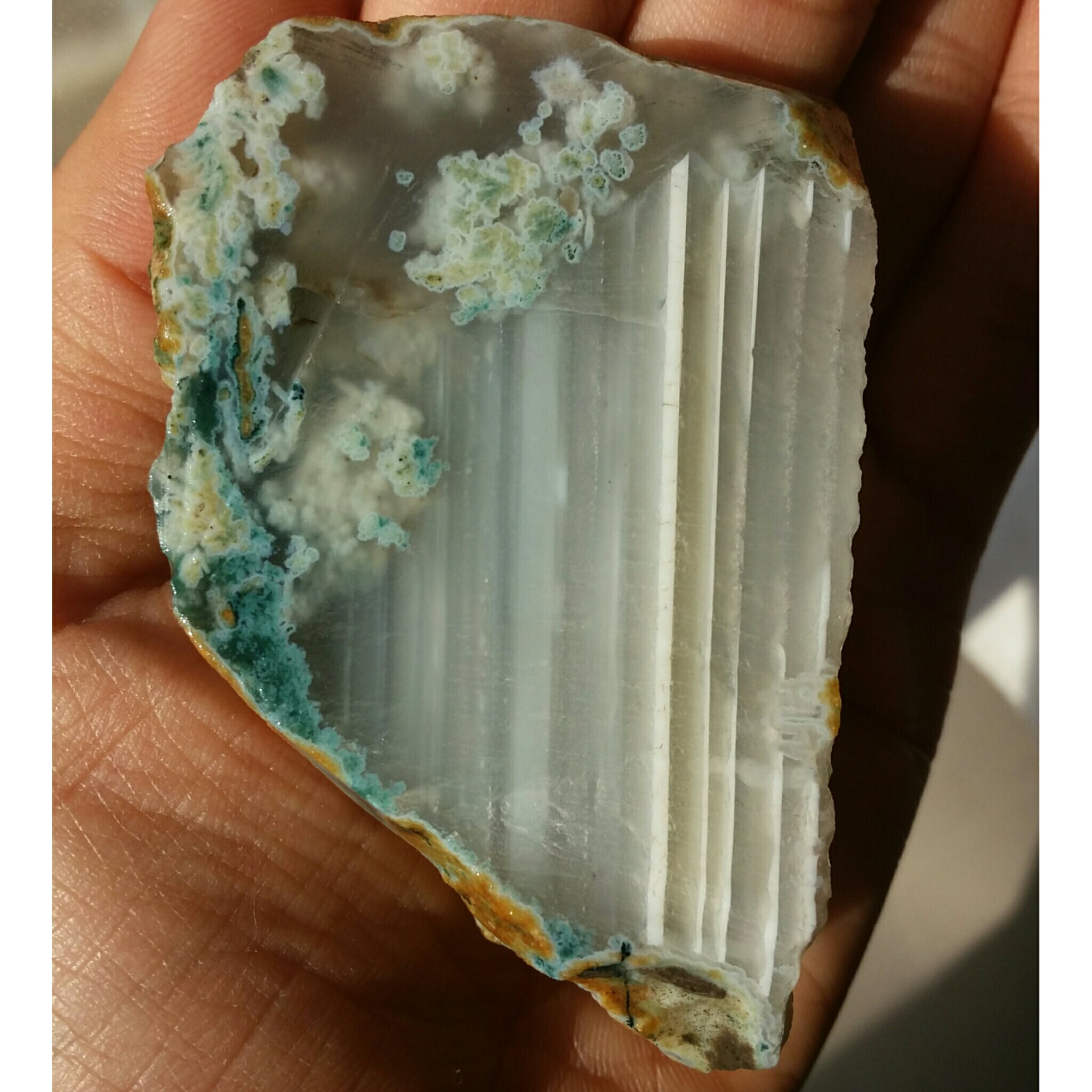 اسلایس سنگ راف عقیق خطی شکوفه دار محشر شاهکار خلقت کاملا طبیعی  بی نظیر