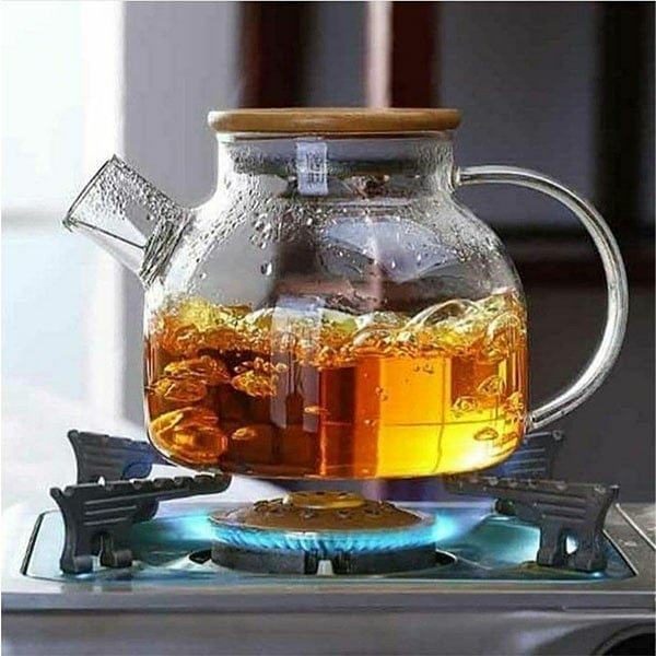 قوری پیرکس درب بامبو استیل 1100میلی لیتر شعله مستقیم(یک لیتر)