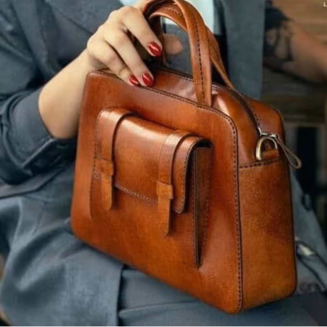 کیف دوشی و دستی چرم گاو دست دوز