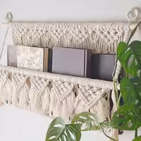 آویز استند و قفسه کتاب مکرومه مناسب برای فضای کوچک و بسته (پس کرایه)