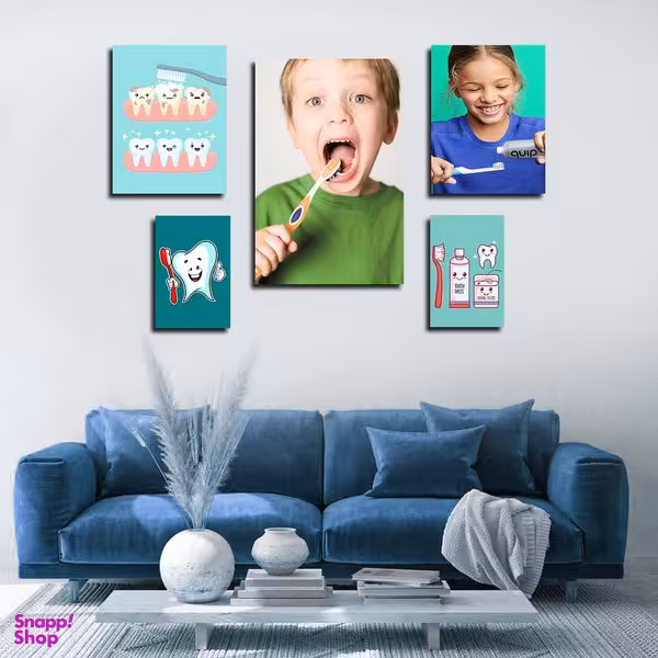 تابلو شاسی بکلیت طرح بهداشت دندان و دندانپزشکی مدل SH-1564 مجموعه 5 عددی