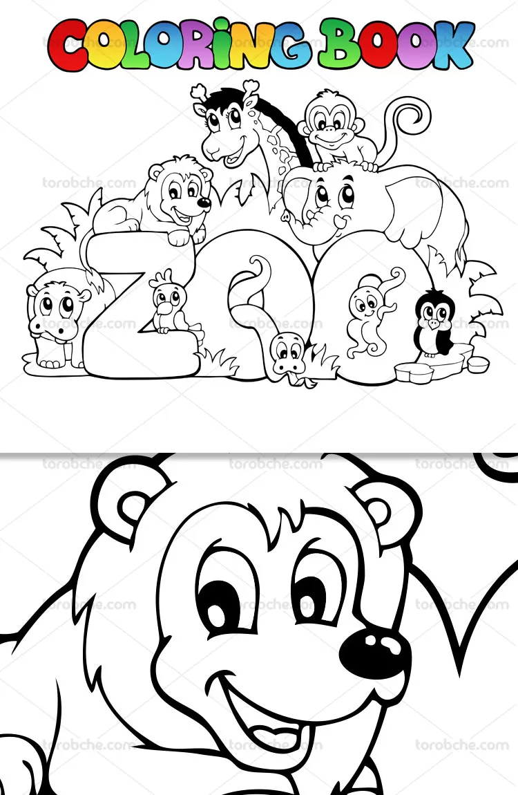 رنگ آمیزی کودک باغ وحش | گرافیک با طعم تربچه