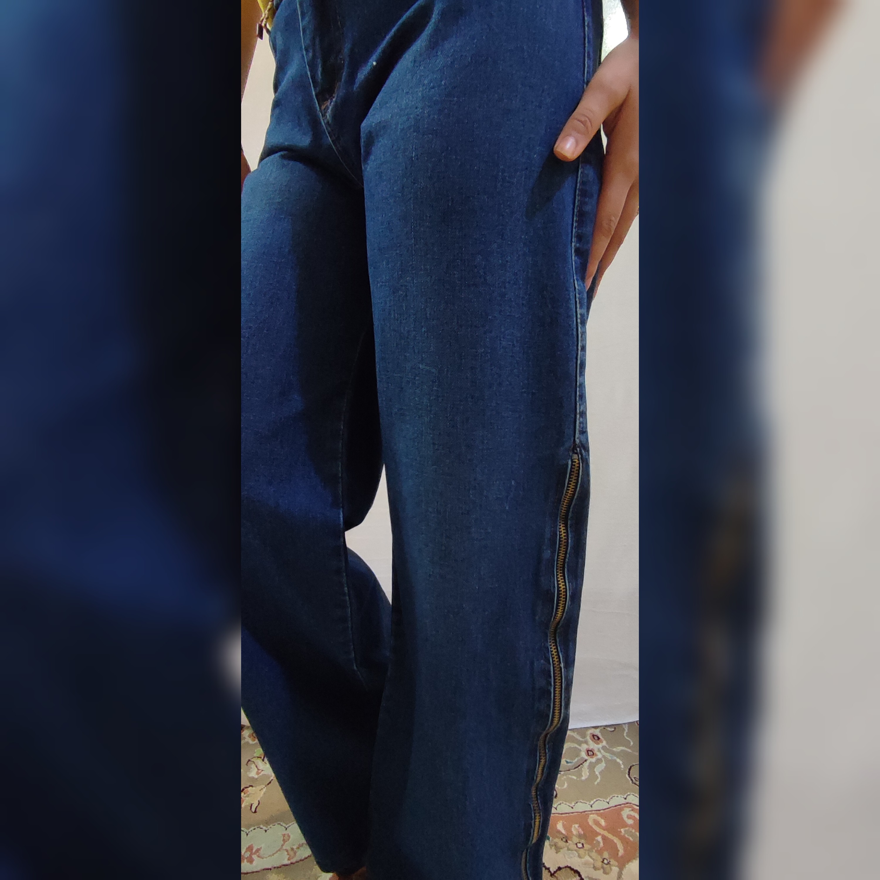 شلوار بگ جین بغل زیپ 