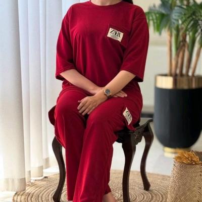 مانتو اسپرت زنانه نخی مدل ست تیشرت شلوار اسپرت زنانه مدل تینا جنس پنبه لاکرا درجه یک