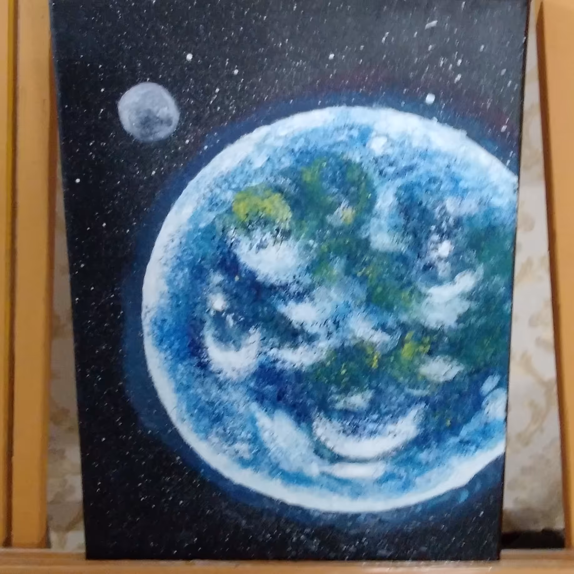 تابلو نقاشی کاردست رنگ روغن مدل کره زمین 