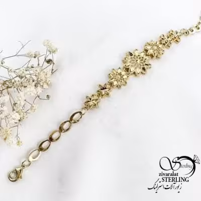 دستبند مجلسی گلریز طرح طلا کد 17605