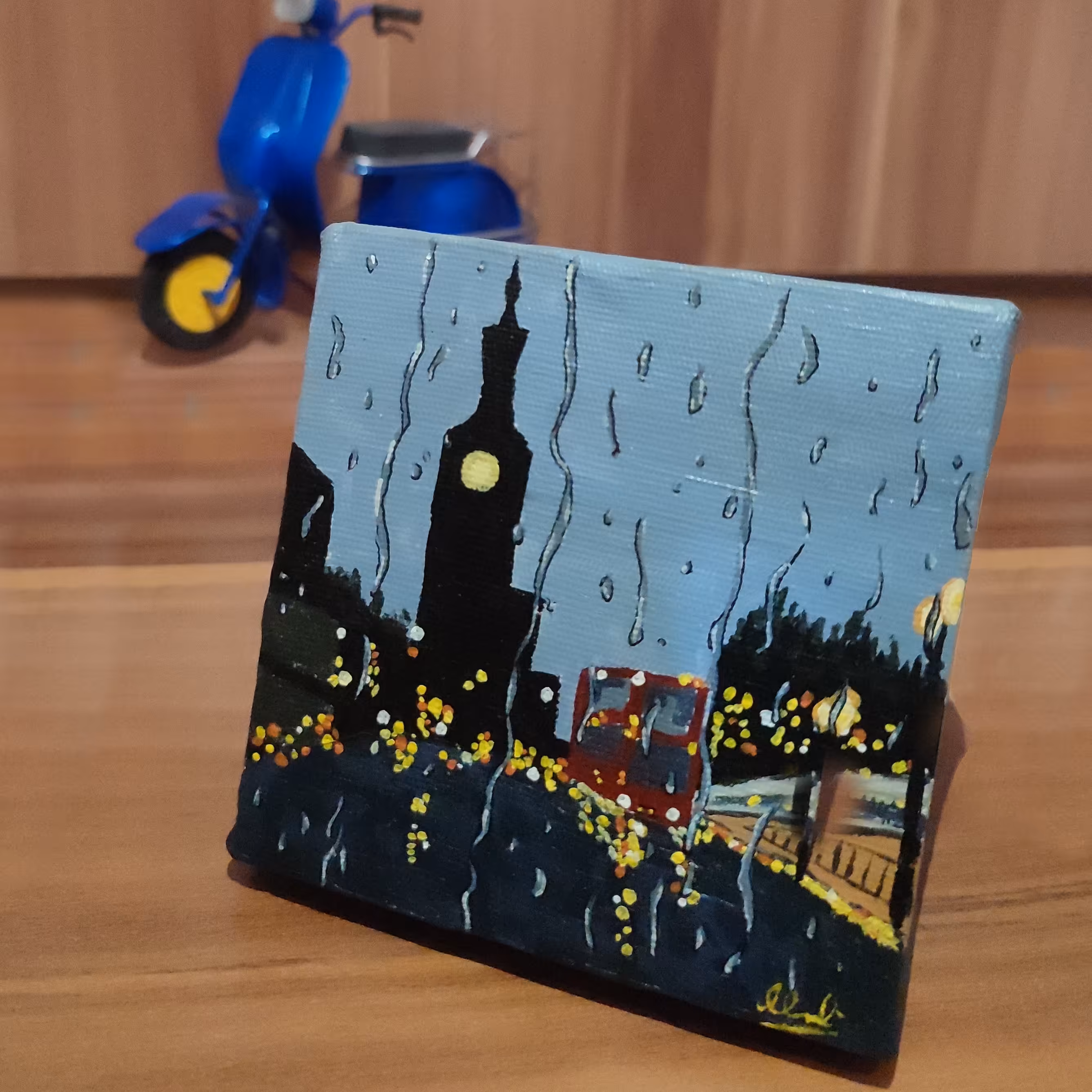 تابلو نقاشی بارانی سایز 10در10 اکرلیک