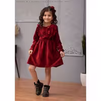 ست دو تکه دخترانه پیراهن و گلسر سها ویژه یلدا