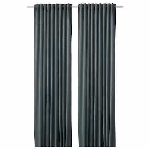 1 جفت پرده ضخیم ایکیا SANELA خاکستری-سبز 140x300 سانتی‌متر