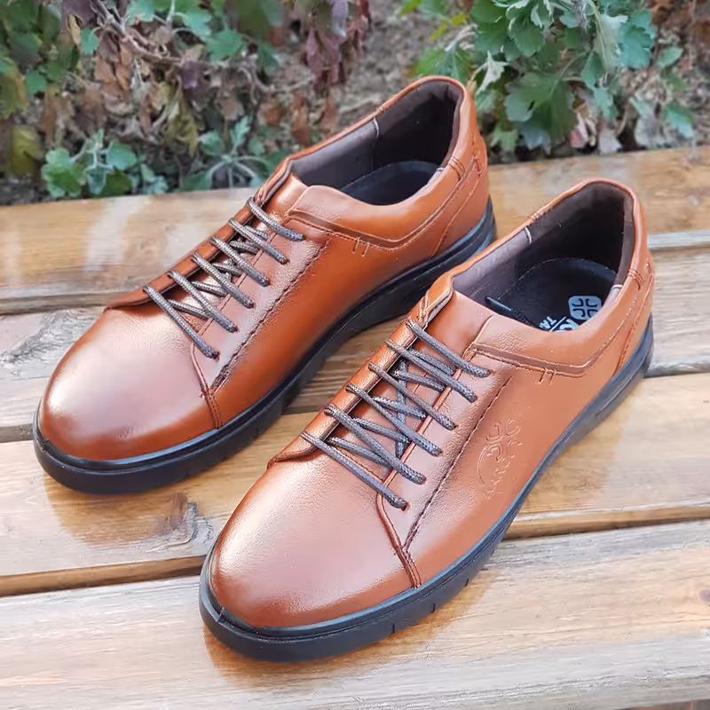  کفش روزمره مردانه مدل چرم طبیعی کد 0030 رنگ قهوه ای