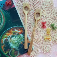 ست چنگال چوبی دست ساز  بارلی سوراخ دار 23 سانتی چوب گردو کد bar0008 