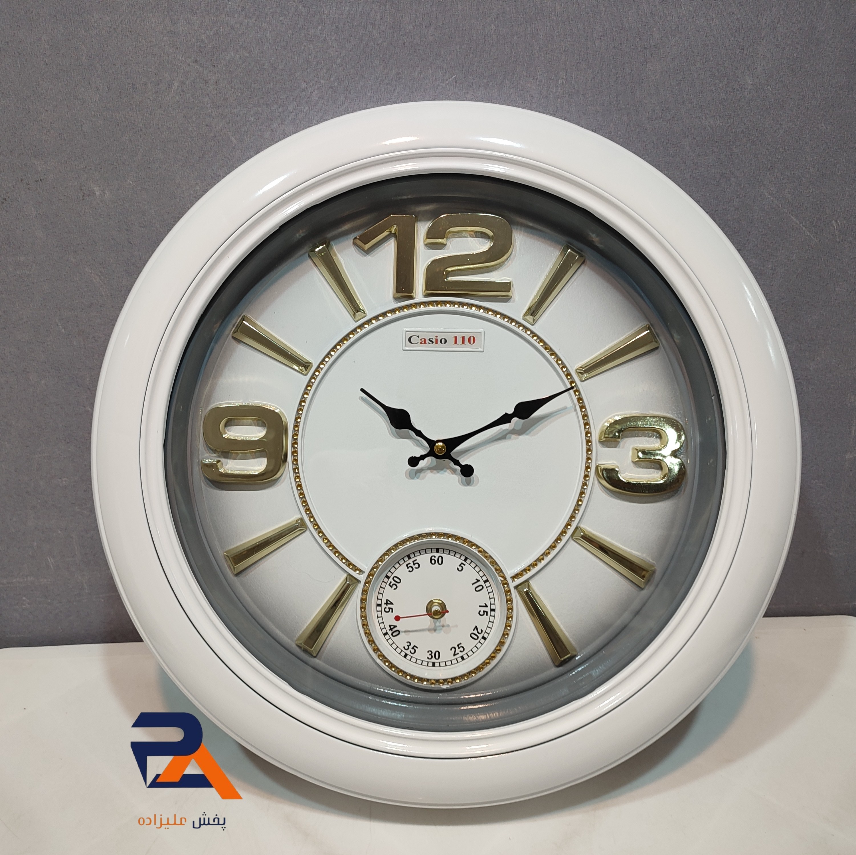 ساعت دیواری گرد کاسیو 110  موتور خارجی ،دوموتوره قطر 46  دارای تنوع رنگ کیفیت عالی 