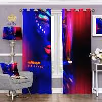 پرده اتاق خواب  دو قواره پانچ آماده طرح چهره کد S8765