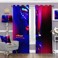 پرده اتاق خواب  دو قواره پانچ آماده طرح چهره کد S8765