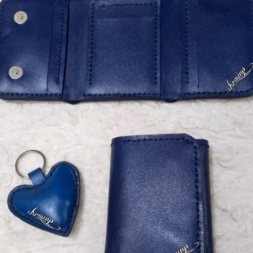 کیف پول چرم طبیعی سورمه ایی