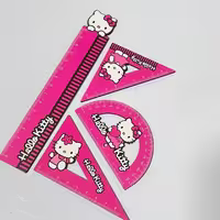 ست چوبی 4 تیکه خط کش و گونیا و نقاله طرح هلو کیتی Hello Kitty