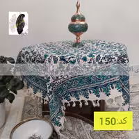 کد 150 جلو مبلی و سفره 4نفره  قلمکار  سایز یک در یک طرح انگوری رنگ سبز فیروزه قیمت 184000 تومان