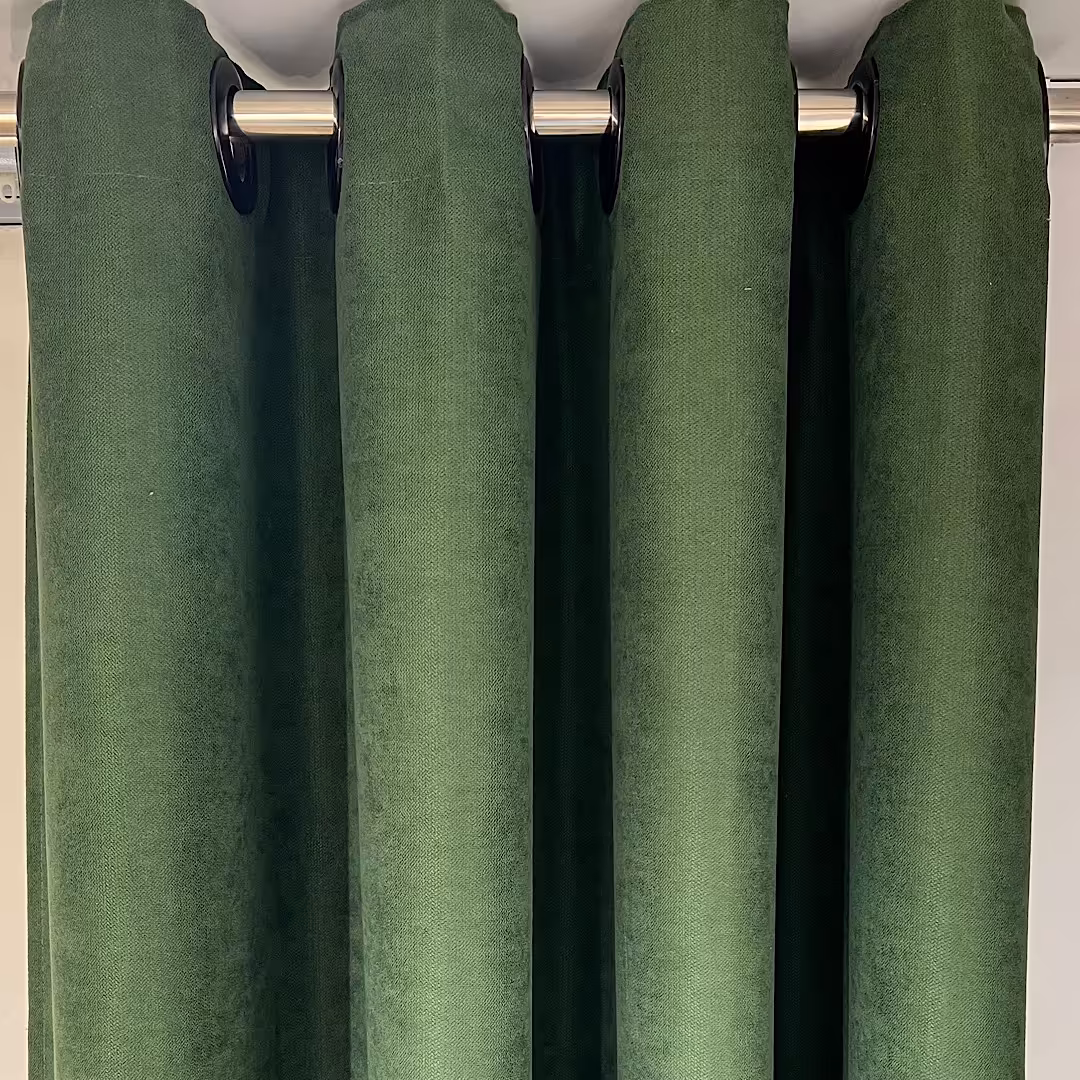 پرده آماده مخمل گارنت سبز تیره