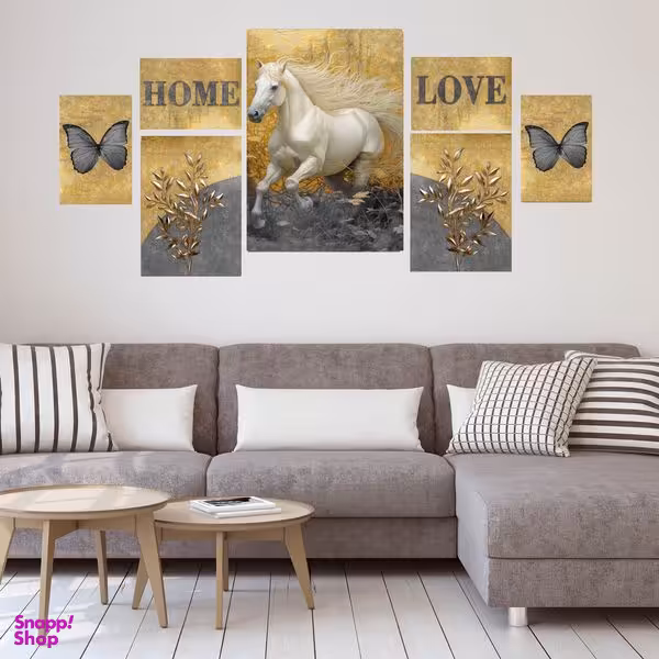 تابلو شاسی بکلیت طرح مدرن پروانه و اسب مدل SH-1538 مجموعه 7 عددی