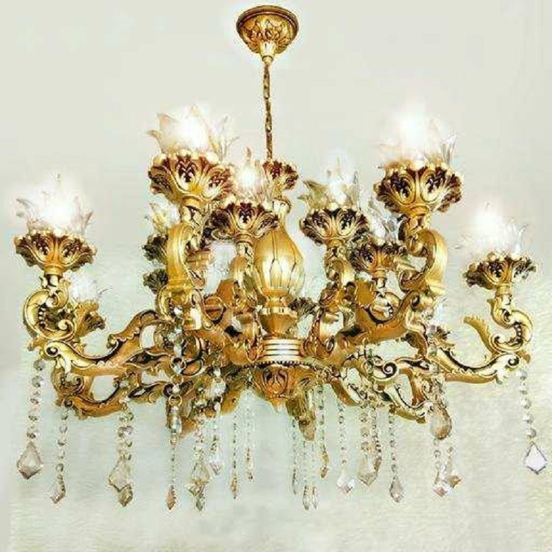 لوستر سقفی 8 شاخه و 16 شعله (ساده) مجلسی مدرن طلایی شاپان .