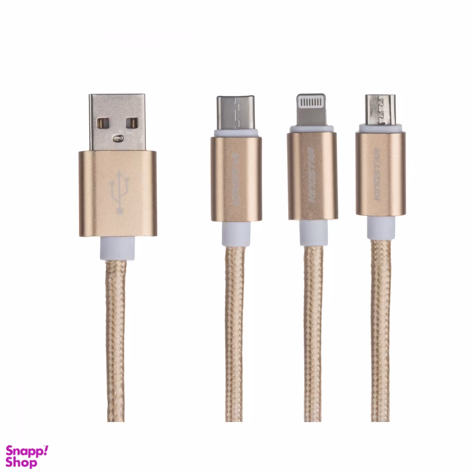کابل تبدیل USB به USB C /microUSB/ لایتنینگ کینگ استار (Kingstar) مدل KD48 طول 1 متر