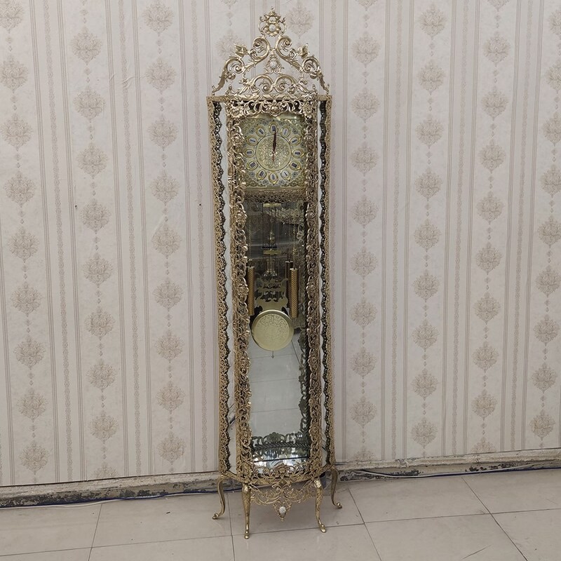 ساعت ایستاده برنز مدل گل رز سنگین پشت آینه ای کد 7434 ( برنجی )