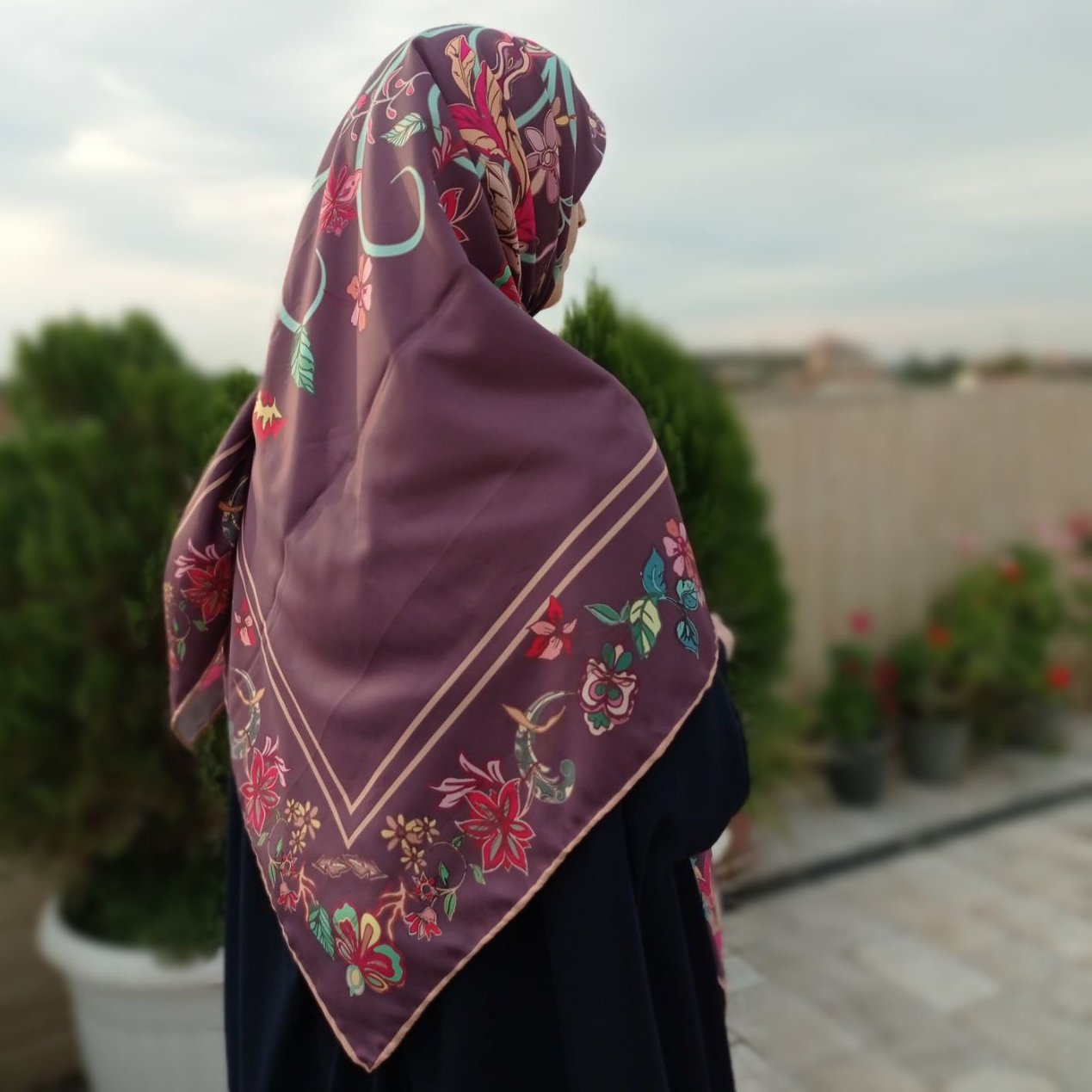 روسری ابریشم کجراه ، بنفش سایز 120