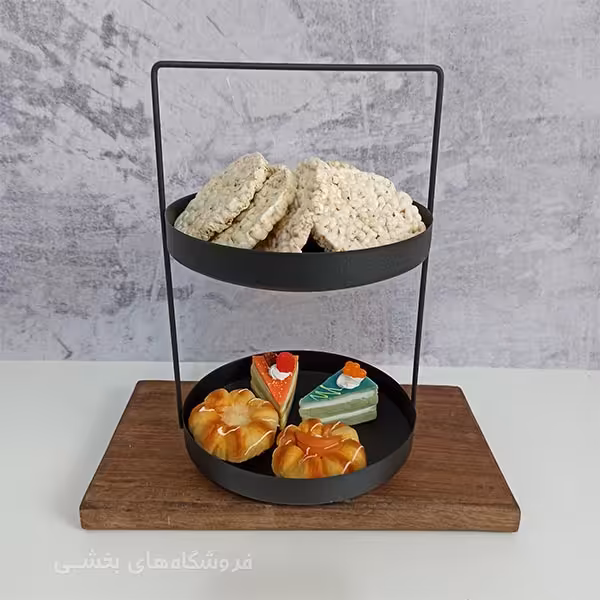 استند شیرینی خوری مدل 2 طبقه فلزی گرد