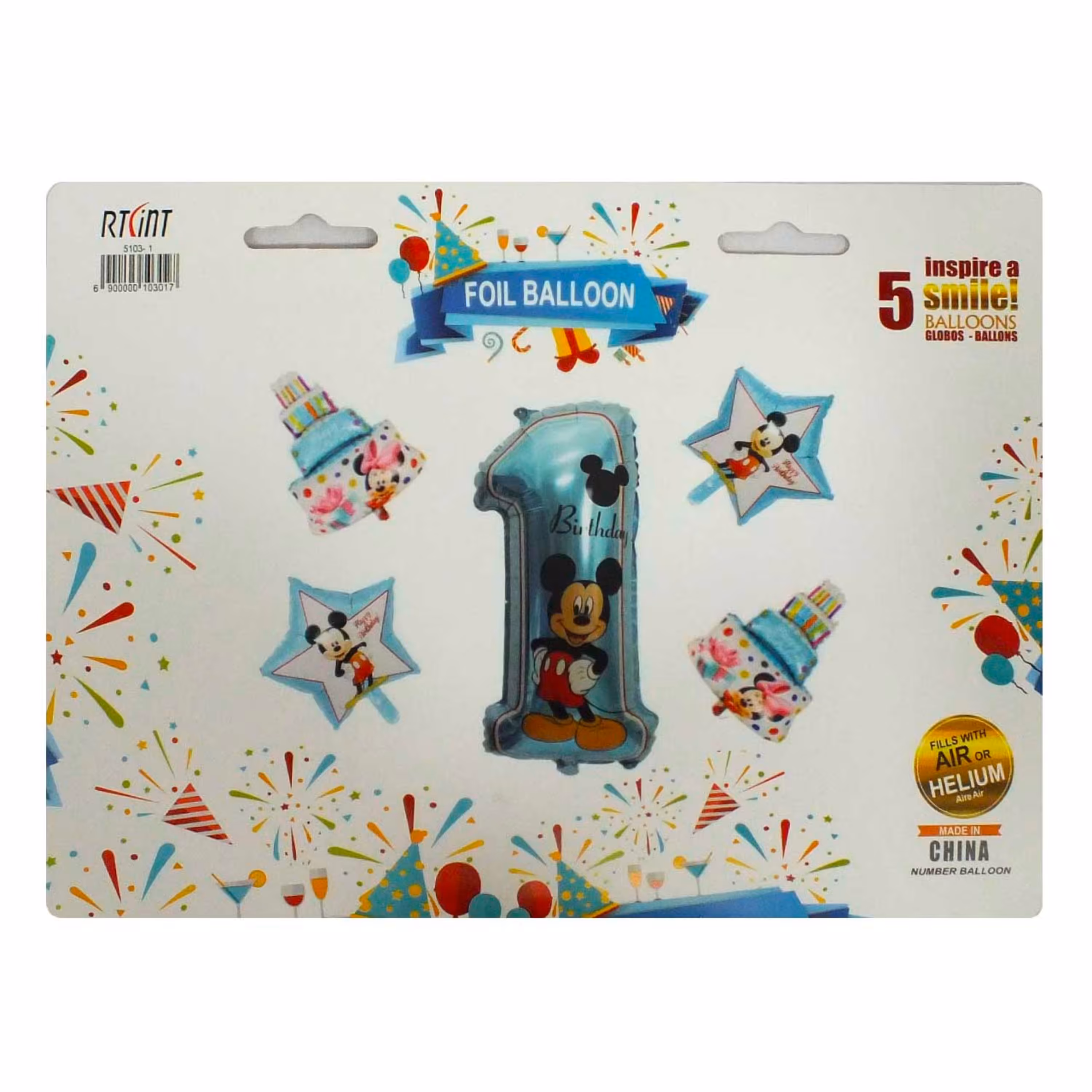 بادکنک یک سالگی میکی موس فویلی پک 5 عددی 1367