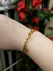 دستبند استیل هرمس با آویز گل چهارپر