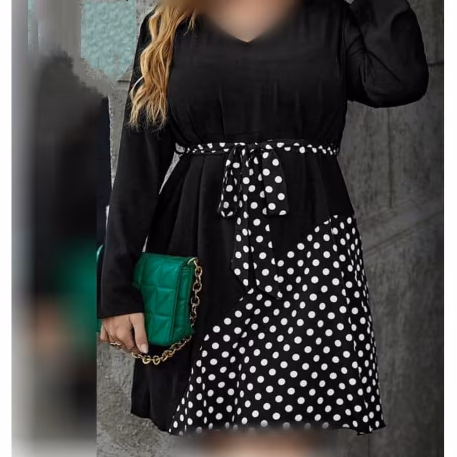 تونیک مجلسی خالدار سایز بزرگ