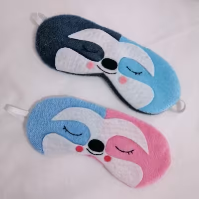 چشم بند خواب مخمل طرح تنبل تا به تا